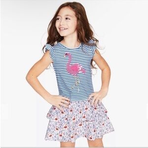 Mini Boden Girls' Colour Change Flamingo Dress size 11-12